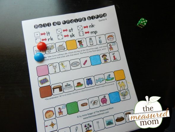 Game for teaching ending blends