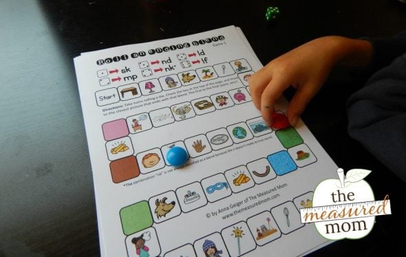 Game for teaching ending blends