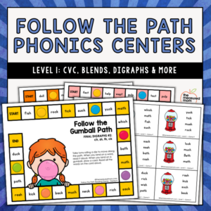 Phonics Games - Follow the Path - Level 1- CVC - Blends - Digraphs