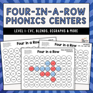 Phonics Games - Four in a Row - Level 1- CVC - Blends - Digraphs