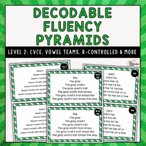 Decodable Fluency Pyramids - Level 2 - CVCE, Vowel Teams, R-Controlled & More