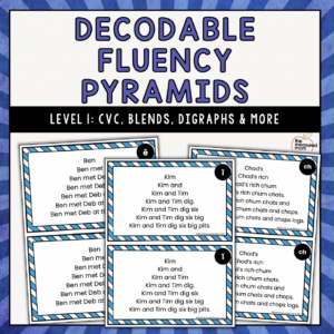 Decodable Fluency Pyramids - Level 1 - CVC, Digraphs, Blends & more