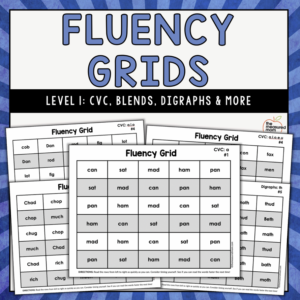 Fluency Grids - Level 1 - CVC Words, Digraphs, Blends & More