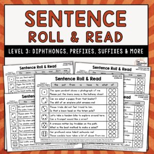 Sentence Roll & Read - Level 3 - Diphthongs, Prefixes, Suffixes & More
