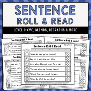 Sentence Roll & Read - Level 1 - CVC Words, Blends, Digraphs & More