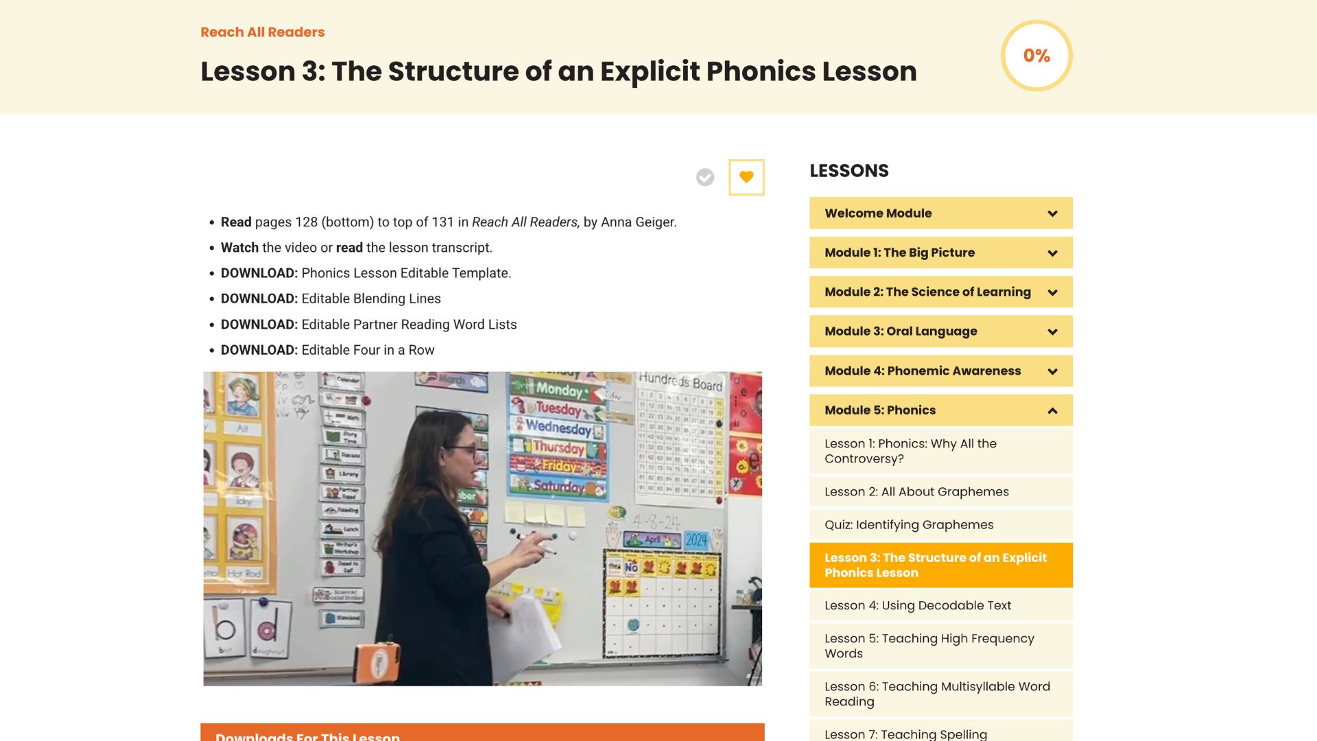 Reach All Readers course overview
