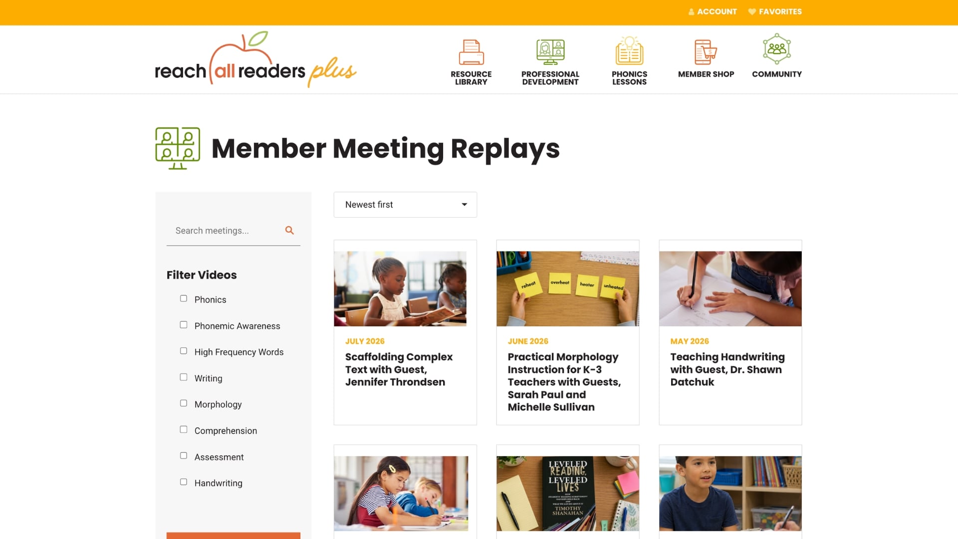 Member meetings and workshop replays