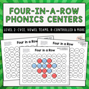 Phonics Games - Four in a Row - Level 2 - CVCE - Vowel Teams - R-Controlled & More