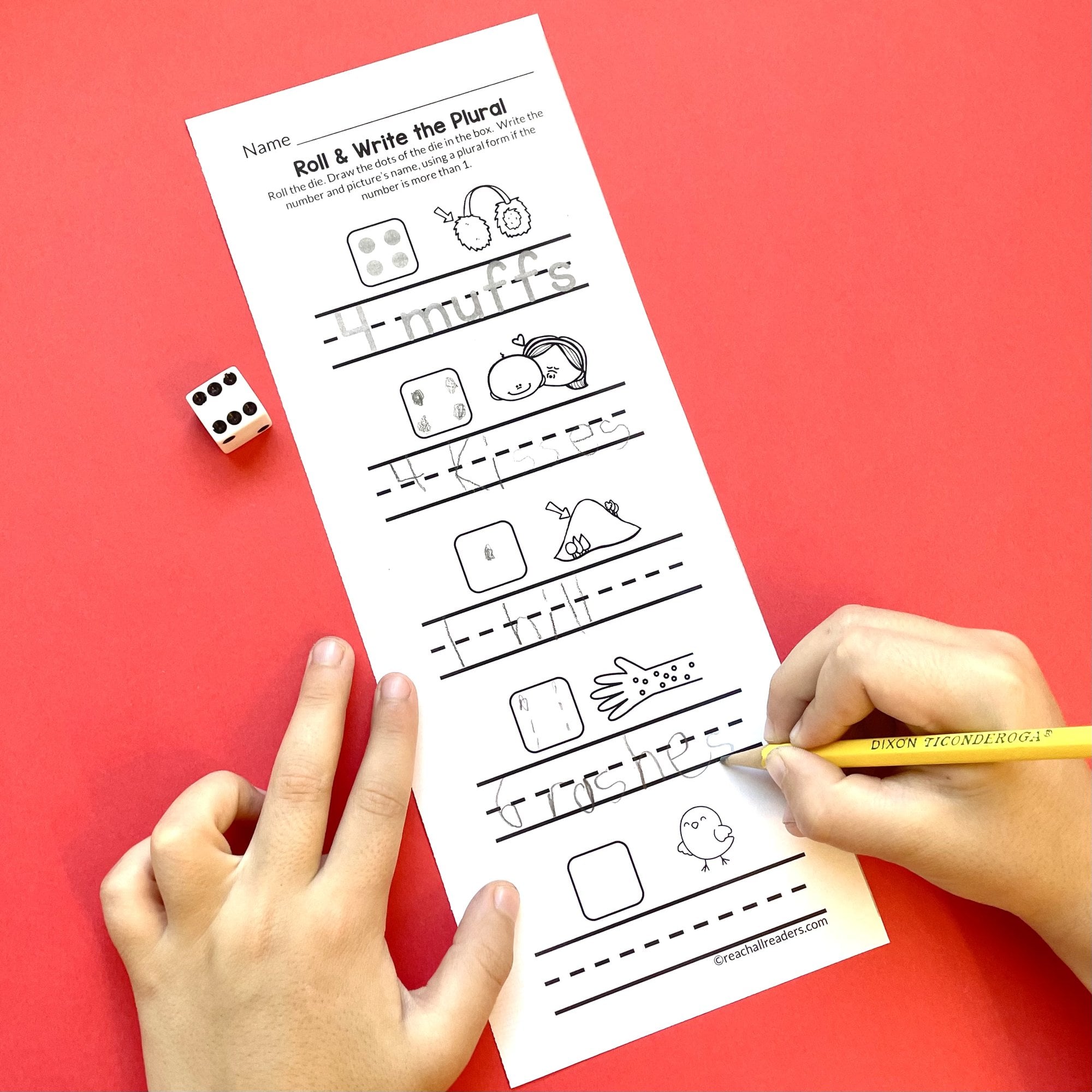 Roll and Write the Plural worksheet